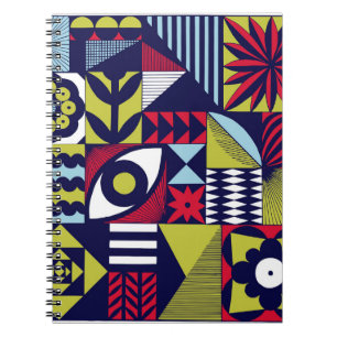 Cuaderno Patrón gráfico de estilo escandinavo o retro. Mano