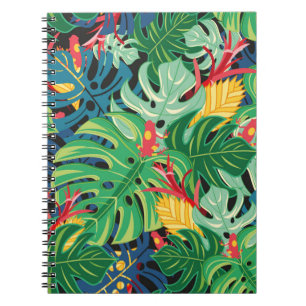 Cuaderno Patrón gráfico sin soldadura con hojas monstera y 