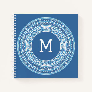 Cuaderno Patrón griego monograma personalizado