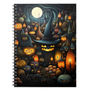 Cuaderno Patrón Halloween Con Gorra De Brujas Y Calabazas G