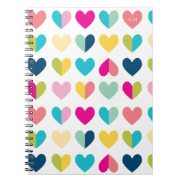 Cuaderno Patrón HEARTS coloridas iniciales modernas de arco