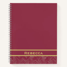 Cuaderno Patrón Herringbone Chevron Monograma rojo lujoso