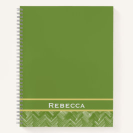 Cuaderno Patrón Herringbone Chevron Monograma verde