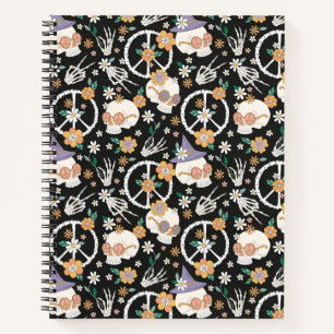 Cuaderno Patrón Hippie Halloween Skulls and Floween