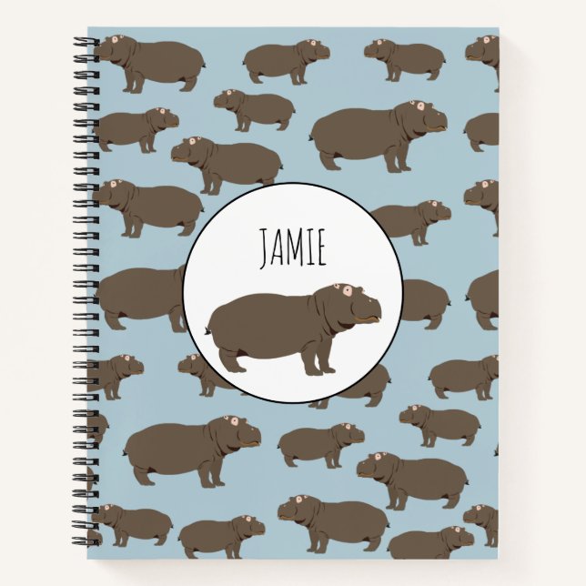 Cuaderno Patrón Hippopótamo Hippo Personalizado (Anverso)