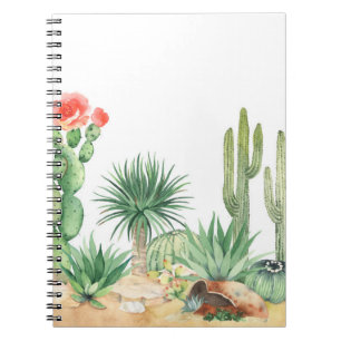 Cuaderno Patrón horizontal sin soldadura con cactus en flor