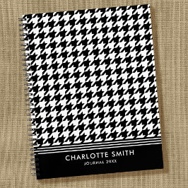 Cuaderno Patrón Houndstoth de diseño Espiral blanca negra