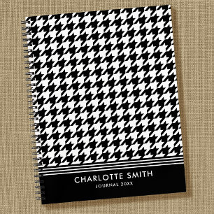 Cuaderno Patrón Houndstoth de diseño Espiral blanca negra