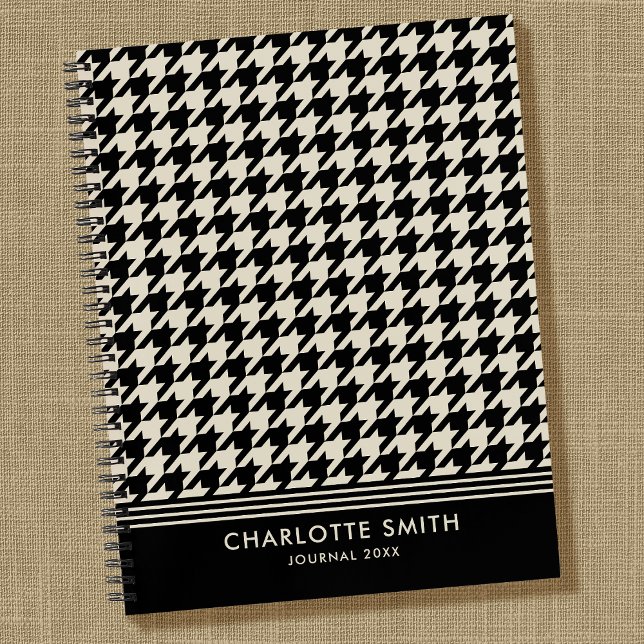 Cuaderno Patrón Houndstoth de diseño Espiral blanco-negro (Subido por el creador)