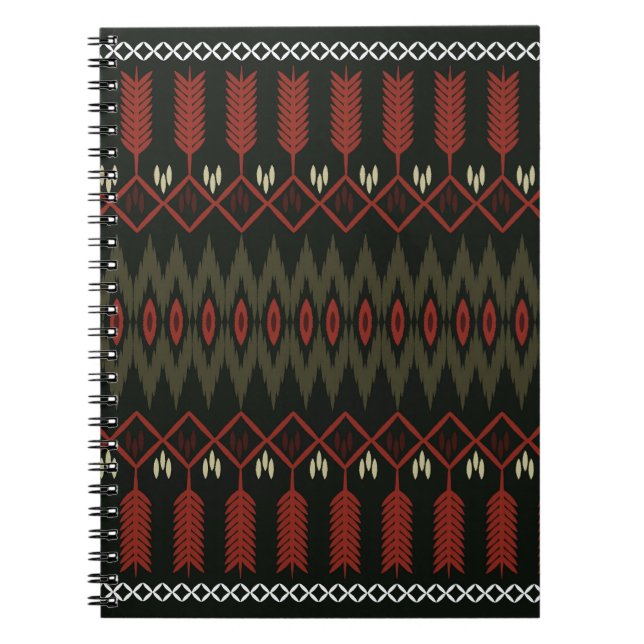 Cuaderno Patrón Ikat: Ornamento Étnico Geométrico (Frente)