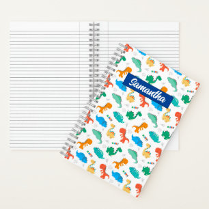 Cuaderno Patrón ilustrado de dinosaurios de color lindo