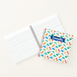 Cuaderno Patrón ilustrado de dinosaurios de color lindo