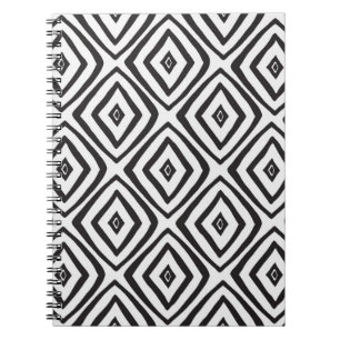 Cuaderno Patrón impecable dibujado a mano en blanco y negro