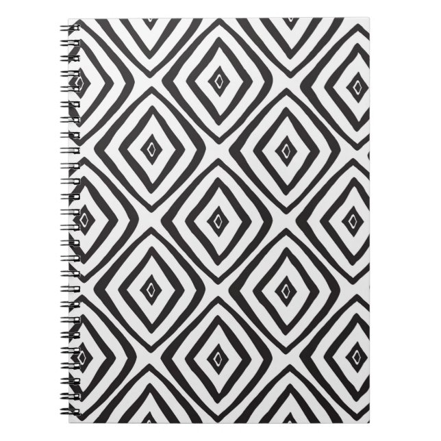 Cuaderno Patrón impecable dibujado a mano en blanco y negro (Frente)