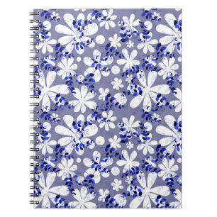 Cuaderno Patrón índigo de ornamento tradicional sin inconfu
