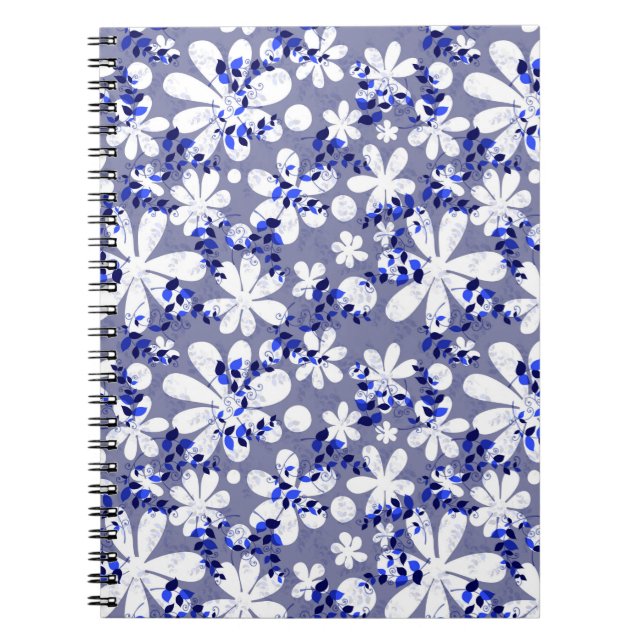 Cuaderno Patrón índigo de ornamento tradicional sin inconfu (Frente)