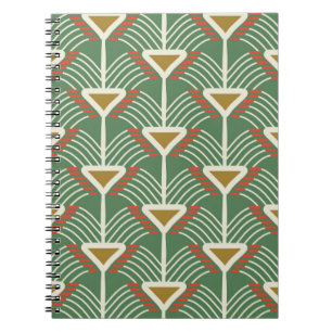Cuaderno patrón inestable verde con líneas y geometría sha