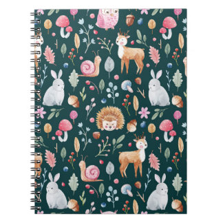 Cuaderno Patrón infantil de bosque de hadas en acuarela