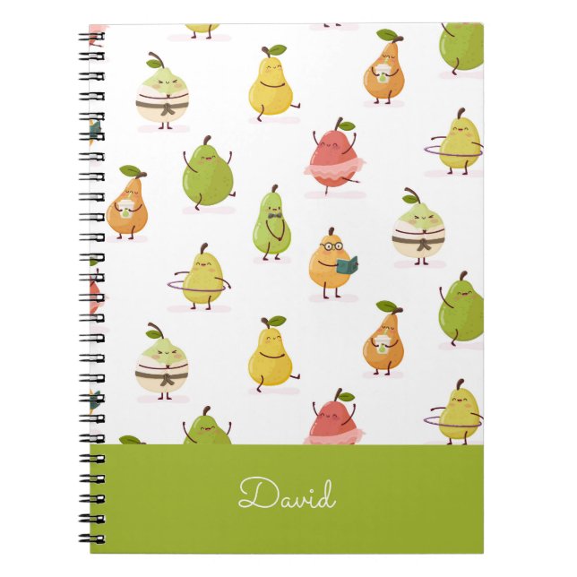Cuaderno Patrón infantil de peras divertidas (Frente)
