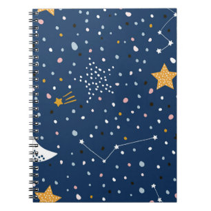 Cuaderno Patrón infantil sin foco con cielo estrellado noct