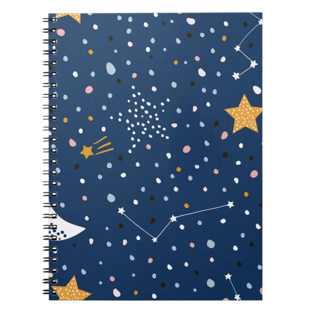 Cuaderno Patrón infantil sin foco con cielo estrellado noct (Frente)