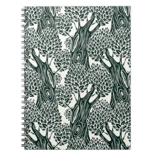 Cuaderno patrón ininterrumpido con viejos árboles caducifol