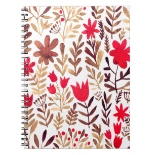 Cuaderno Patrón ininterrumpido de acuarela floral. Bote dib