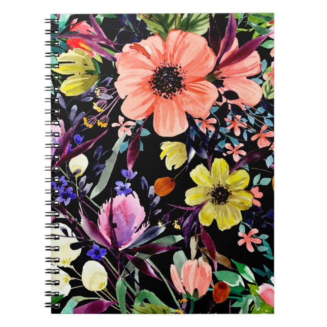 Cuaderno Patrón ininterrumpido de acuarela floral. Diferent (Frente)