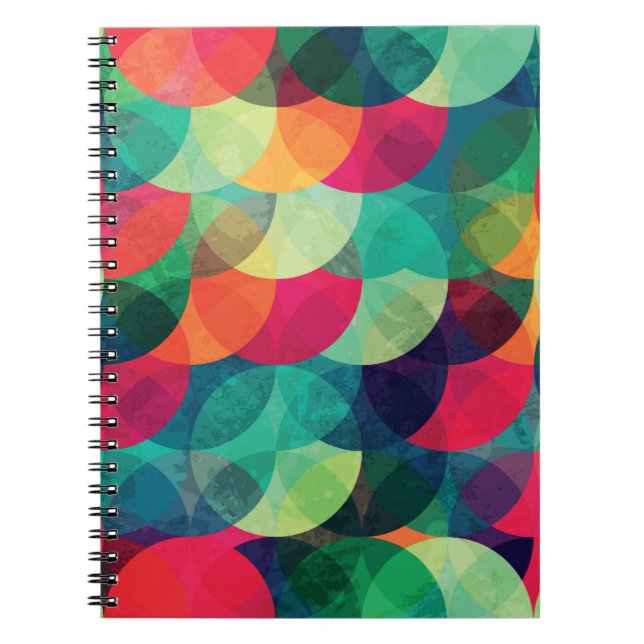 Cuaderno patrón ininterrumpido de círculo colorido con efec (Frente)