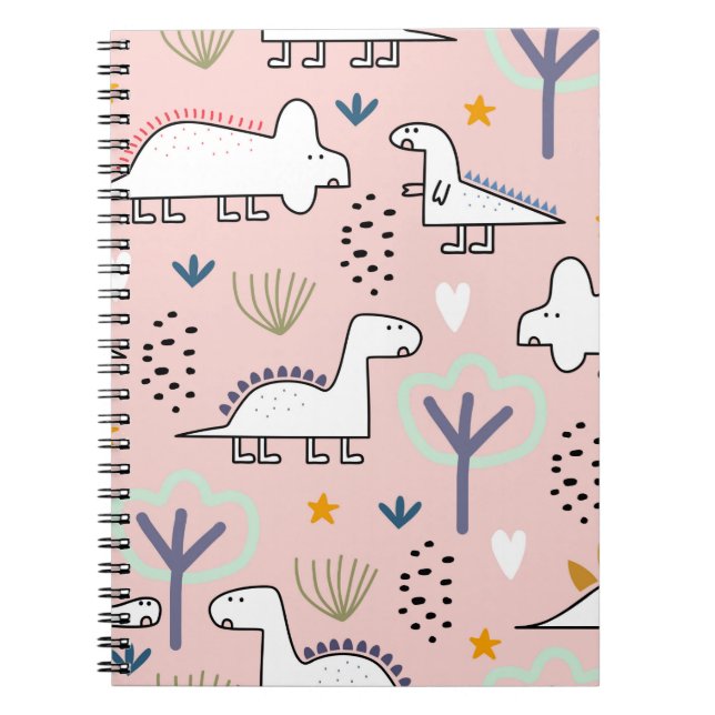 Cuaderno Patrón ininterrumpido de dinosaurio, ilustracion v (Frente)