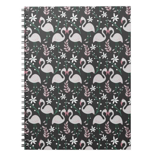 Cuaderno Patrón ininterrumpido de flamenco blanco sobre fon (Frente)