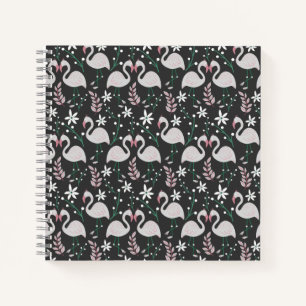 Cuaderno Patrón ininterrumpido de flamenco blanco sobre fon