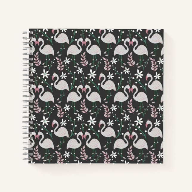 Cuaderno Patrón ininterrumpido de flamenco blanco sobre fon (Anverso)