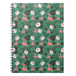 Cuaderno Patrón ininterrumpido de flamenco rosa sobre fondo