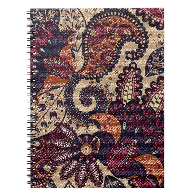 Cuaderno Patrón ininterrumpido de flores paisley con fl dec (Frente)