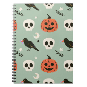 Cuaderno Patrón ininterrumpido de Halloween con ráfagas, cr