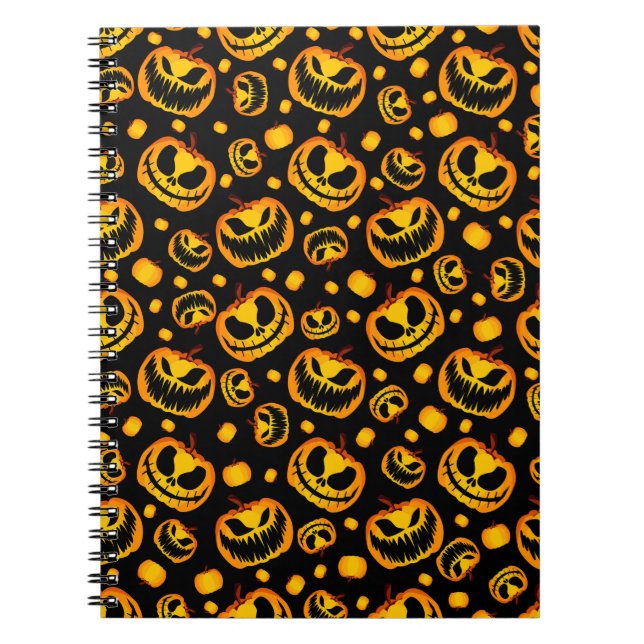 Cuaderno patrón ininterrumpido de halloween negro (Frente)