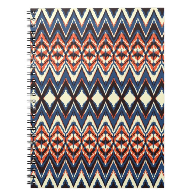 Cuaderno Patrón ininterrumpido de Ikat. impresión de timbre (Frente)