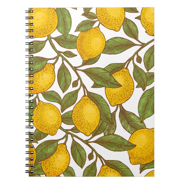 Cuaderno Patrón ininterrumpido de limón botánico (Frente)