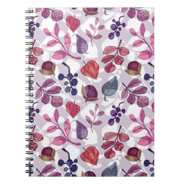 Cuaderno Patrón ininterrumpido de otoño vegetal, dibujo con (Frente)