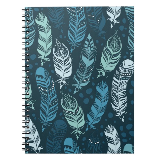 Cuaderno Patrón ininterrumpido de plumas étnicas (Frente)