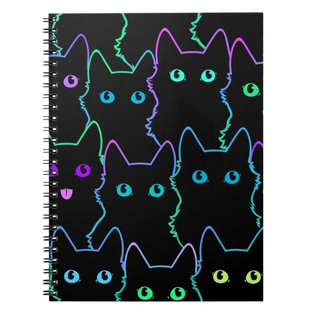 Cuaderno patrón ininterrumpido de siluettespatrón de gato l (Frente)