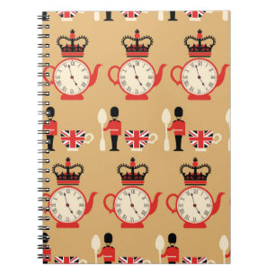 Cuaderno patrón ininterrumpido de tiempo de té en inglés