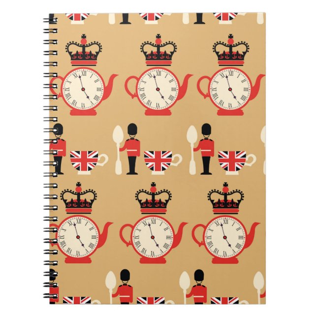 Cuaderno patrón ininterrumpido de tiempo de té en inglés (Frente)