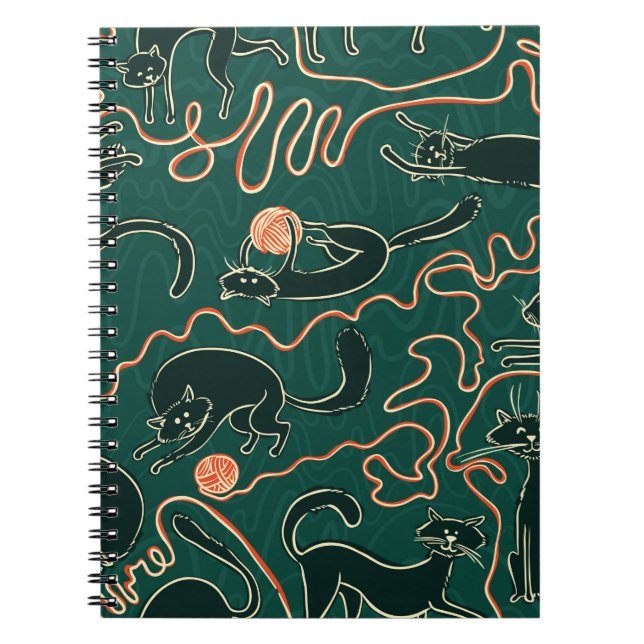 Cuaderno Patrón ininterrumpido del garaje vintage de gatos (Frente)