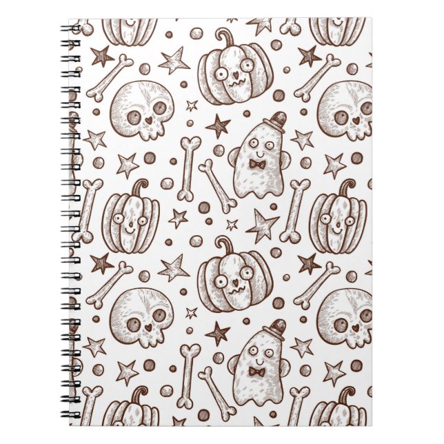 Cuaderno patrón ininterrumpido vintage con elementos de Hal (Frente)