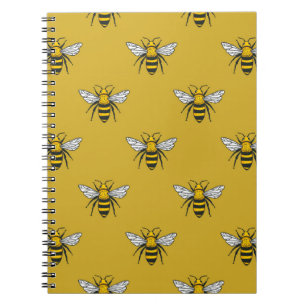 Cuaderno Patrón inmaculado con abejas amarillas. Handdra