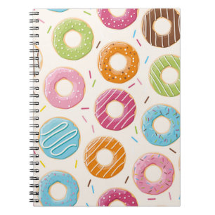 Cuaderno Patrón inmaculado con coloridos y sabrosos donuts