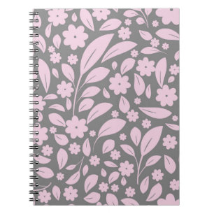Cuaderno Patrón inmaculado con flores rosadas y pulga