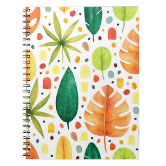 Cuaderno Patrón inmaculado con plantas tropicales decorativ